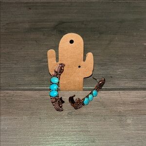 Elegant Turquoise and Bronze Leaf Earrings